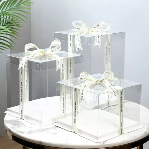 Transparent Cake Box With Handle Clear Plastic Cake Roll Boxes With Paper  Tray Cupcake Box